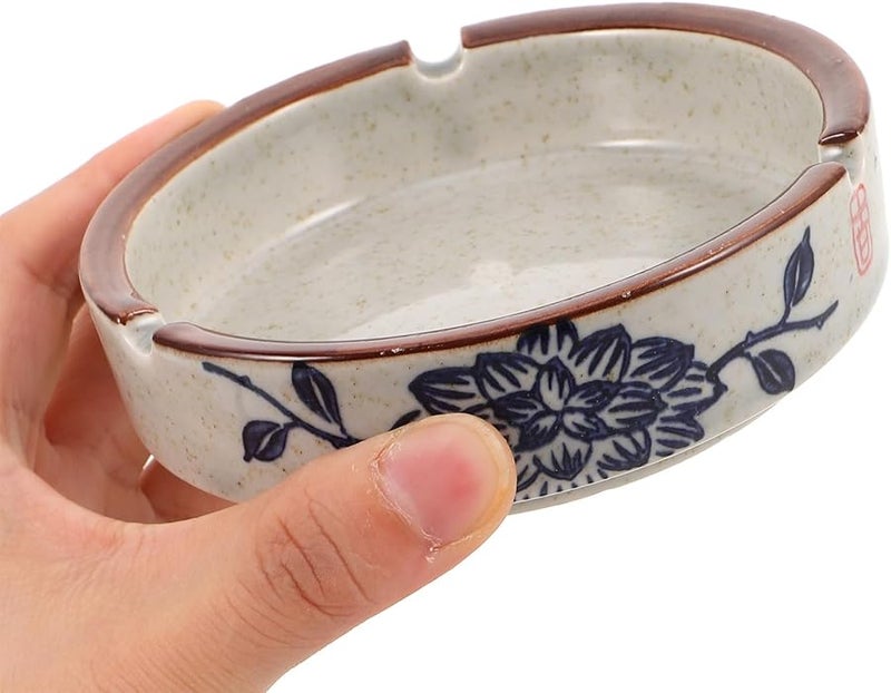 منفضة سجائر خزفية مقاومة للرياح، صينية سجائر محمولة للاستخدام في الداخل والخارج والمكتب والمنزل - Image 4